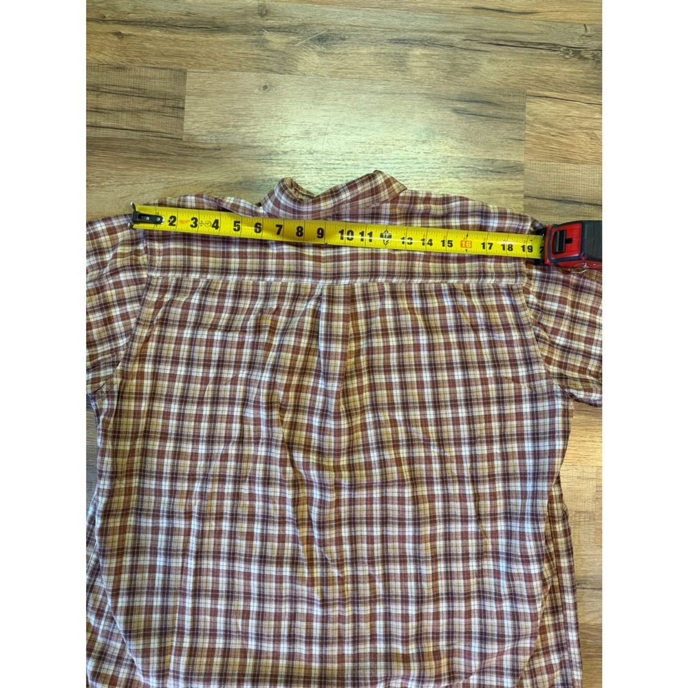 Vintage 90's LL Bean Large Cotton Brown Plaid Flannel Button Up Made In Canada - Picture 4 of 5